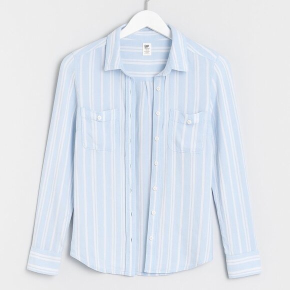 BP Women’s Light Blue Striped Button-Down Top – Size XXS (EUC) - Picture 1 of 5